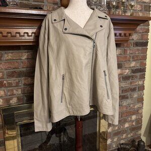 Style & Company Beige Faux Leather Jacket Size 3X NWT
